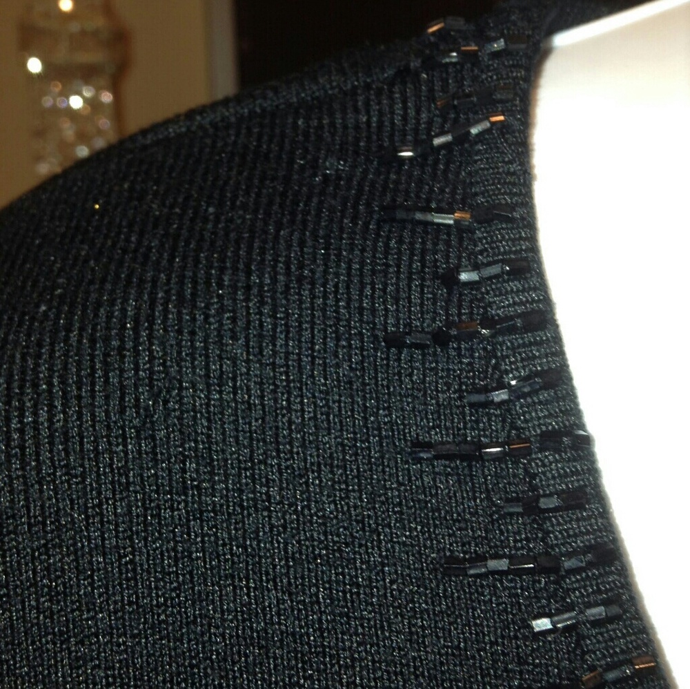 CACHE sweater cardigan black jet crystal zipper - Picture 4 of 7